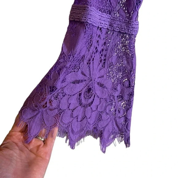 Colleen Lopez Purple Lace Long Sleeve Kimono Size Petite Medium Beach Summer - Picture 5 of 9